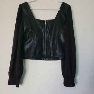 Bar III Leather Black Jacket Size L
